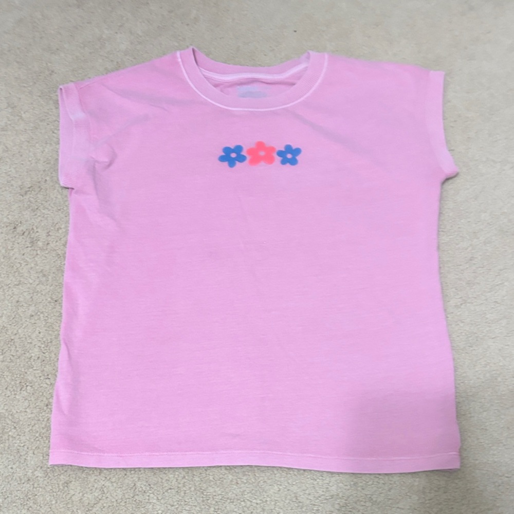 Girls Cat & Jack Pink/Purple T-Shirt with Floral Accents size 10/12
